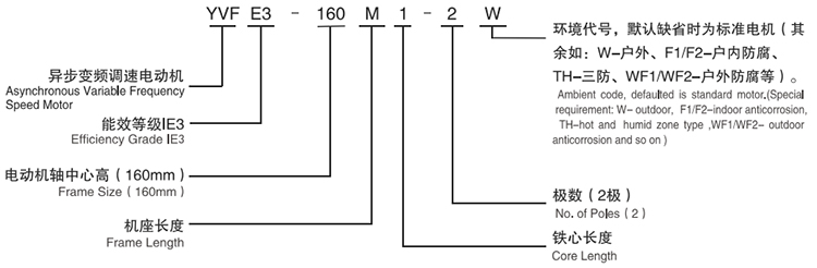 西安泰富西瑪電機(jī)：YVFE3系列超高效變頻調(diào)速三相異步電動機(jī)型號說明
